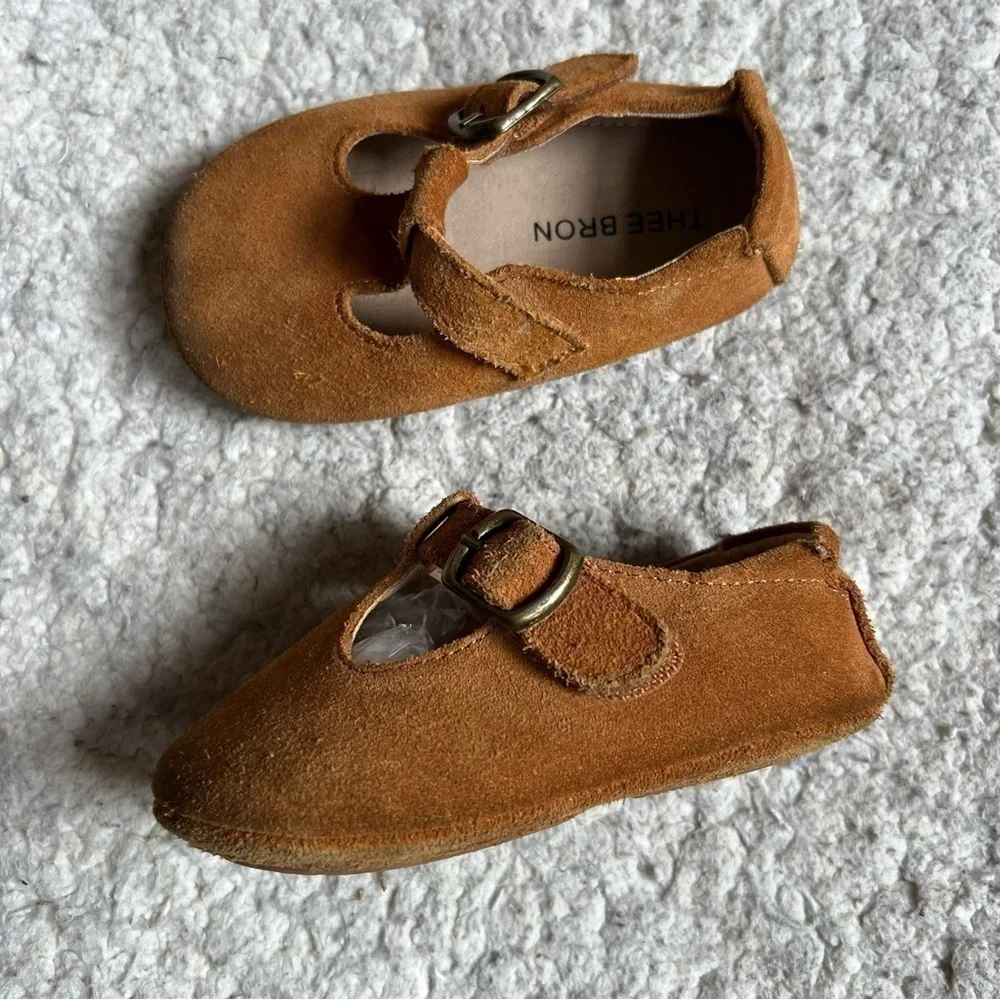 THEE BRON Brown Leather Baby Walking Shoes (Boys/Girls) Size 140